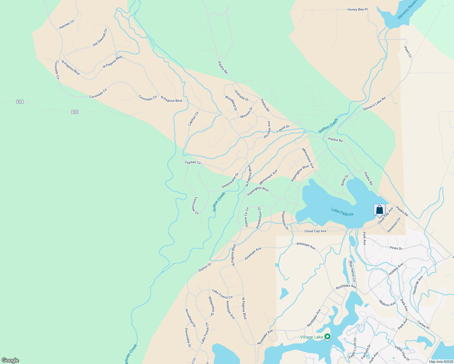 map of restaurants, bars, coffee shops, grocery stores, and more near 201 Sweetwater Drive in Pagosa Springs