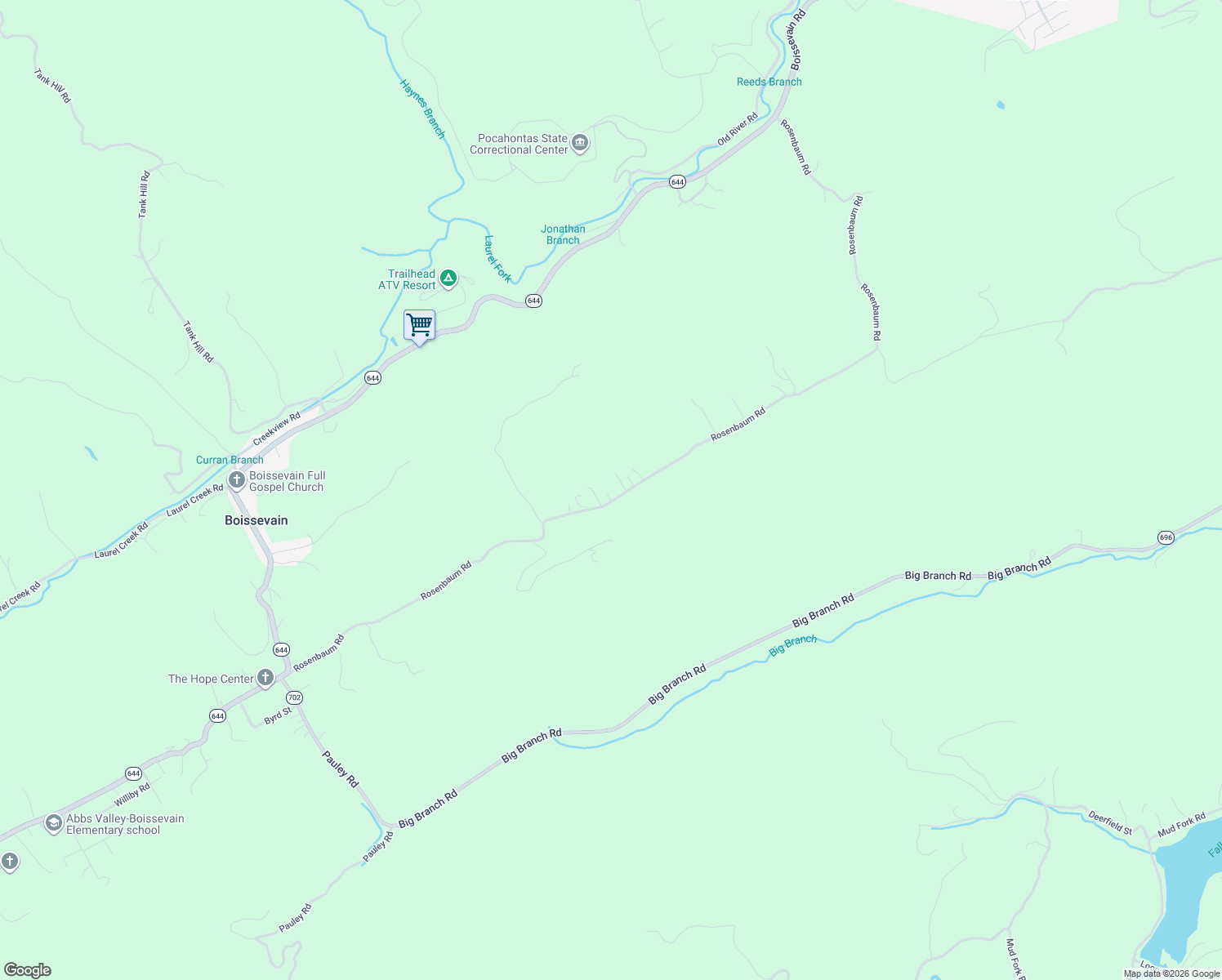 map of restaurants, bars, coffee shops, grocery stores, and more near Nashville Dr in Bluefield
