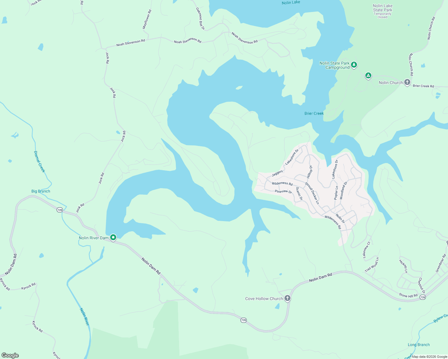 map of restaurants, bars, coffee shops, grocery stores, and more near Jockey Bend Rd in BEE SPRING