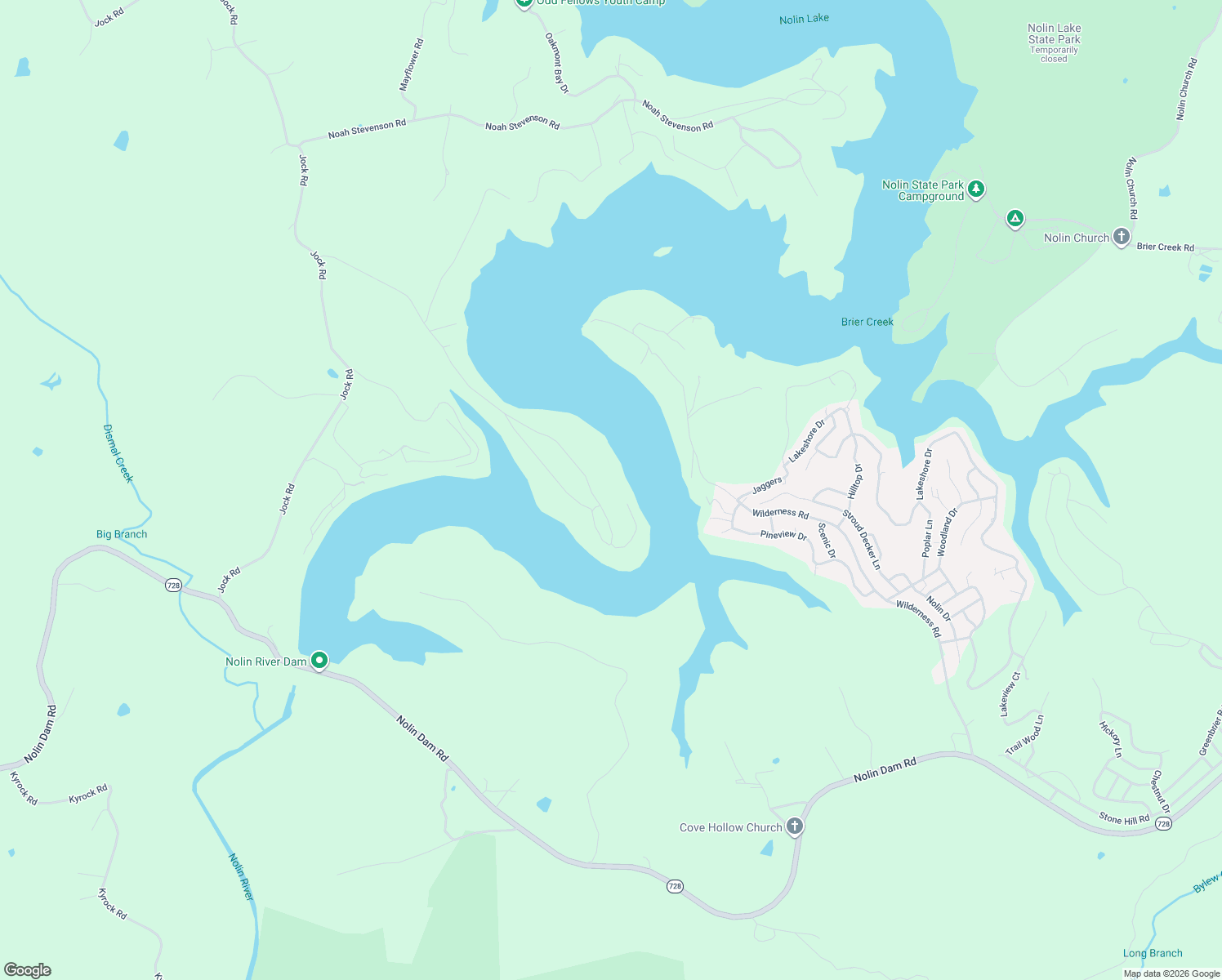 map of restaurants, bars, coffee shops, grocery stores, and more near Jockey Bend Road in BEE SPRING