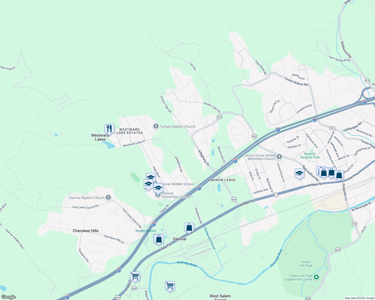 map of restaurants, bars, coffee shops, grocery stores, and more near 4025 Givens Rd in Salem
