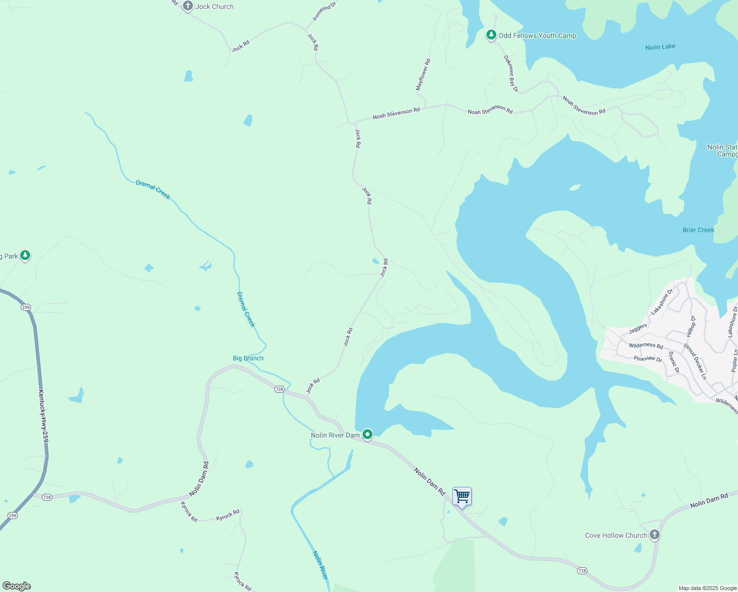 map of restaurants, bars, coffee shops, grocery stores, and more near Unnamed Road in Bee Spring