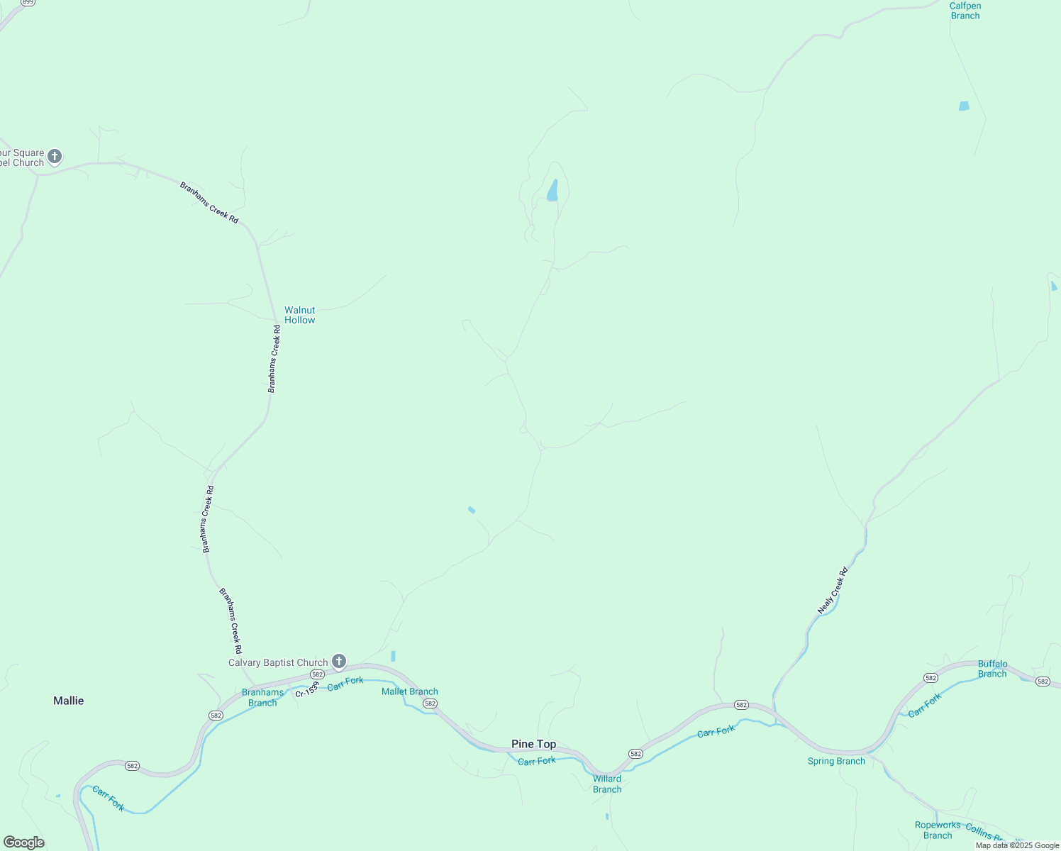 map of restaurants, bars, coffee shops, grocery stores, and more near Mallet Fork Road in Pine Top