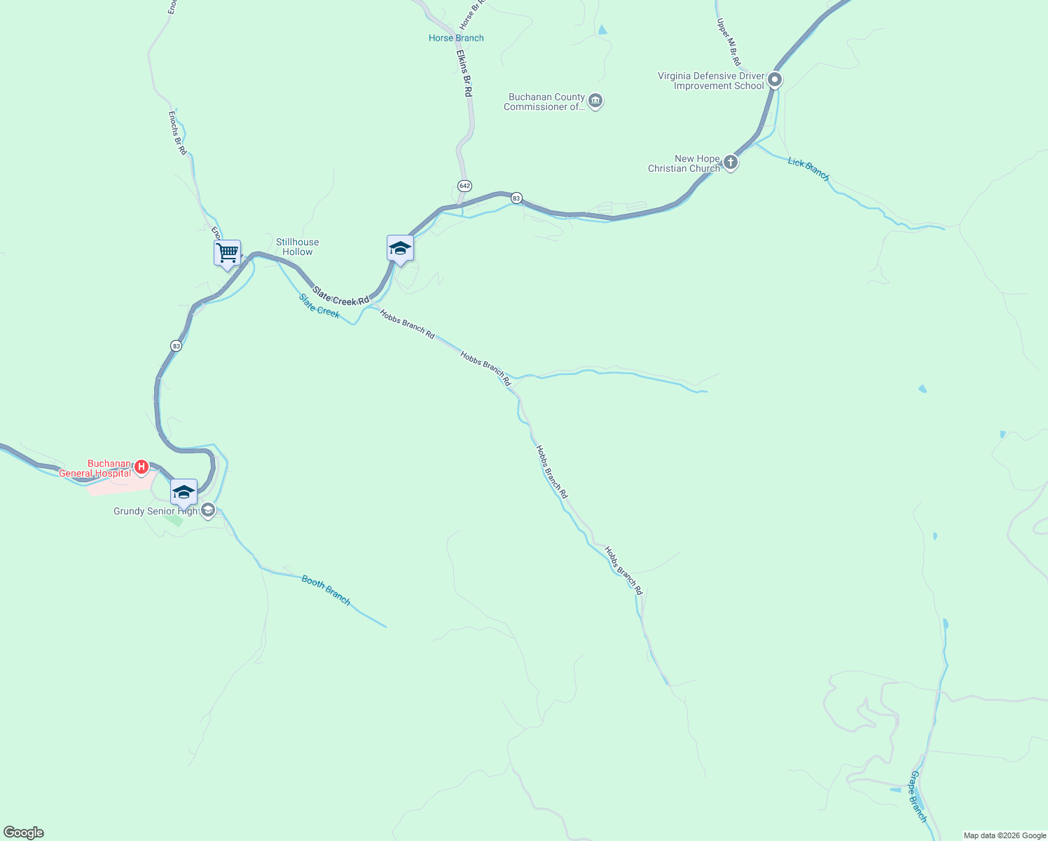 map of restaurants, bars, coffee shops, grocery stores, and more near 1893 Hobbs Branch Road in Grundy