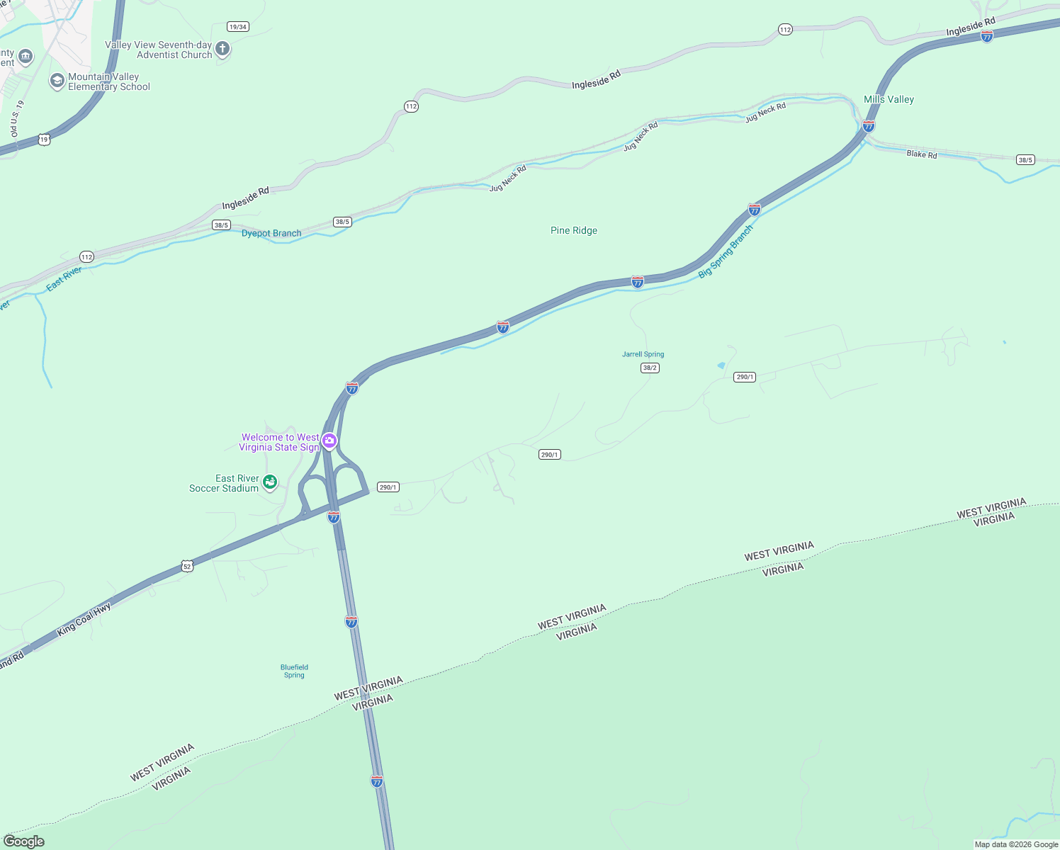 map of restaurants, bars, coffee shops, grocery stores, and more near 3651 John Nash Boulevard in Bluefield