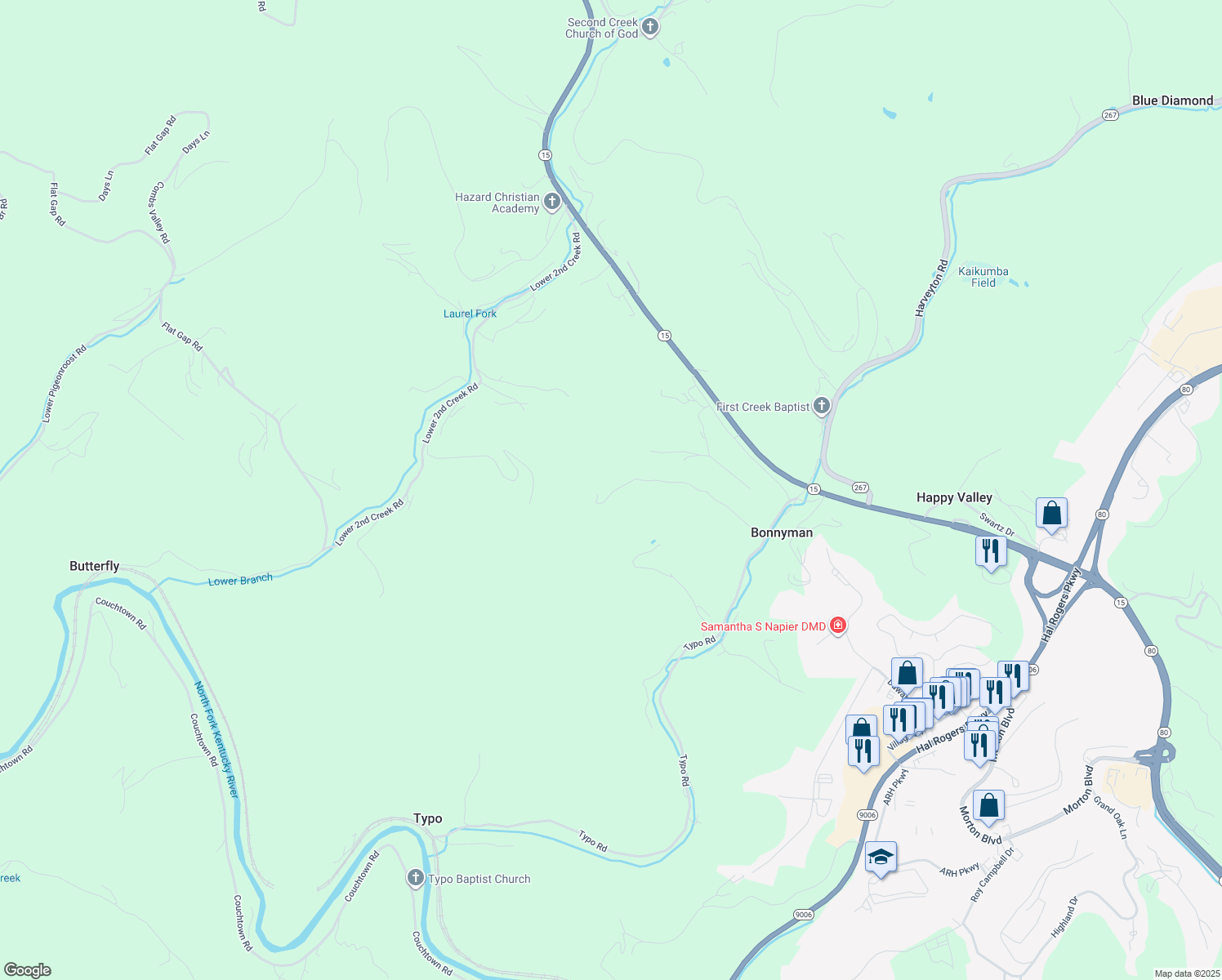 map of restaurants, bars, coffee shops, grocery stores, and more near in Blue Diamond