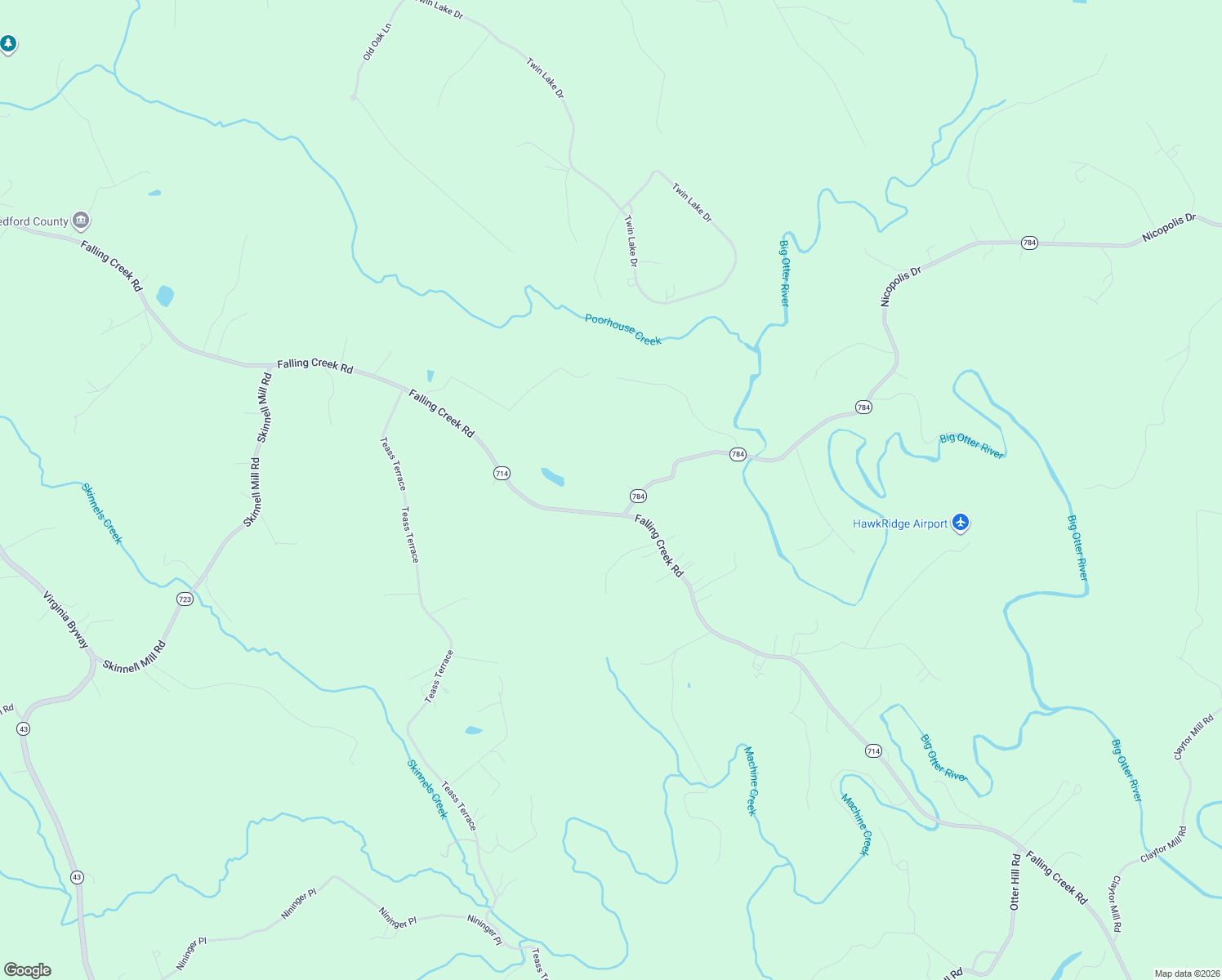 map of restaurants, bars, coffee shops, grocery stores, and more near 4200 Falling Creek Road in Bedford