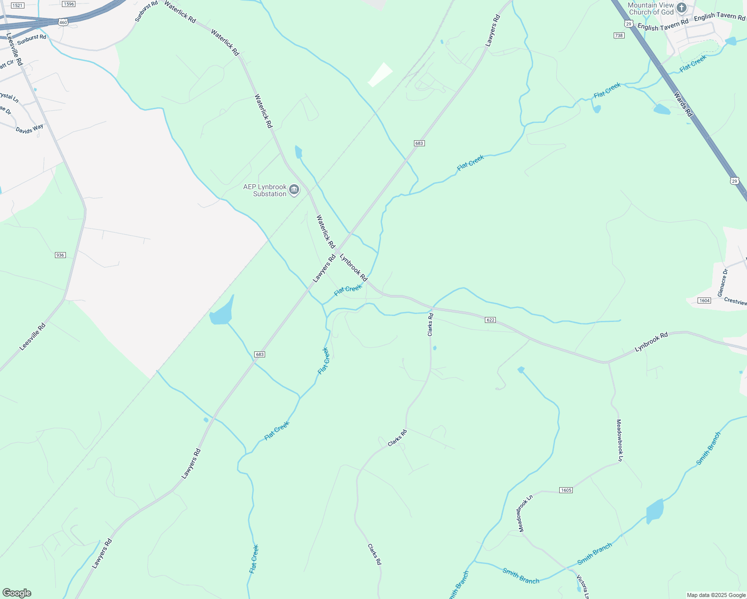 map of restaurants, bars, coffee shops, grocery stores, and more near 2172 Lynbrook Road in Rustburg