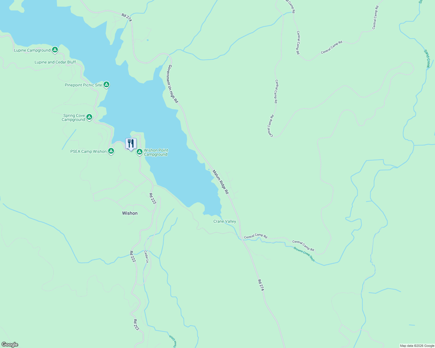 map of restaurants, bars, coffee shops, grocery stores, and more near 37744 Shoreline Drive in Bass Lake