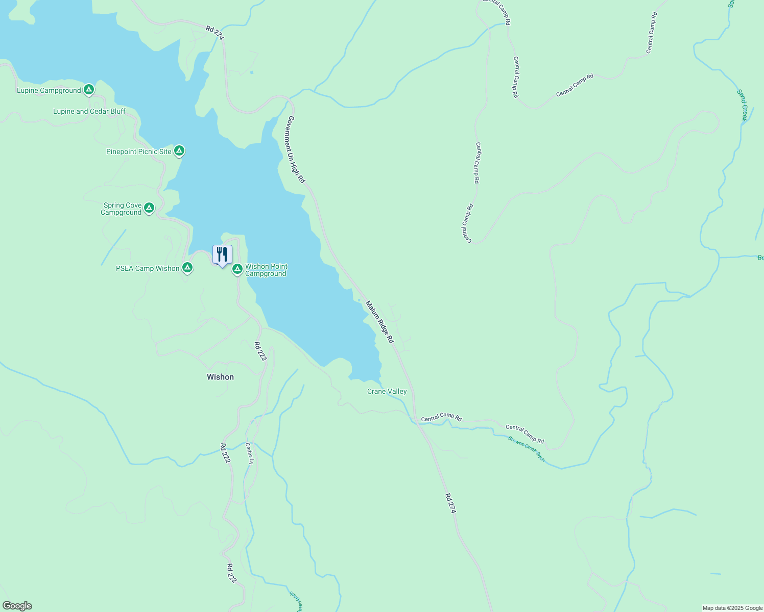 map of restaurants, bars, coffee shops, grocery stores, and more near 37739 Shoreline Drive in Bass Lake