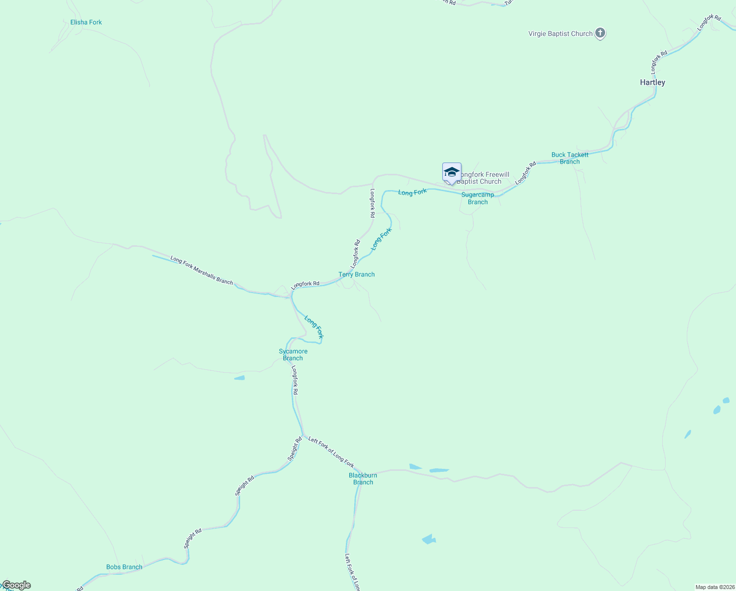 map of restaurants, bars, coffee shops, grocery stores, and more near 164-254 Terry Town Branch in Virgie