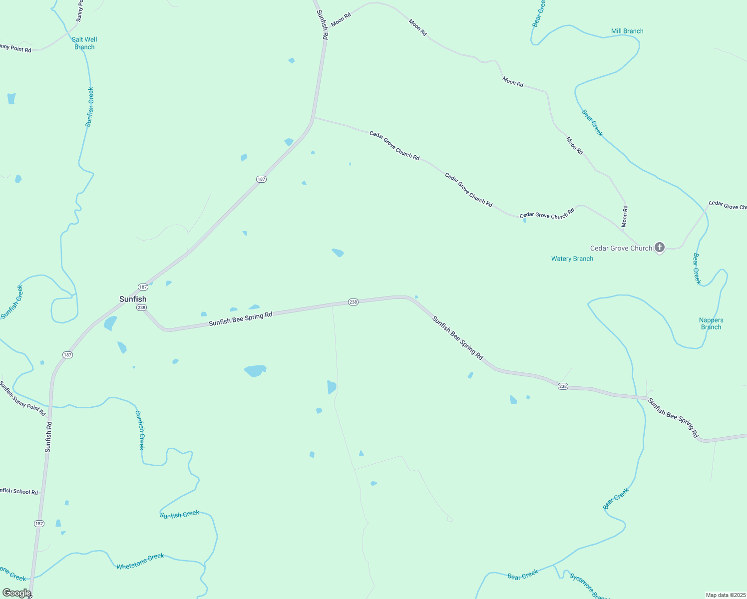 map of restaurants, bars, coffee shops, grocery stores, and more near Sunfish Bee Spring Road in Lindseyville