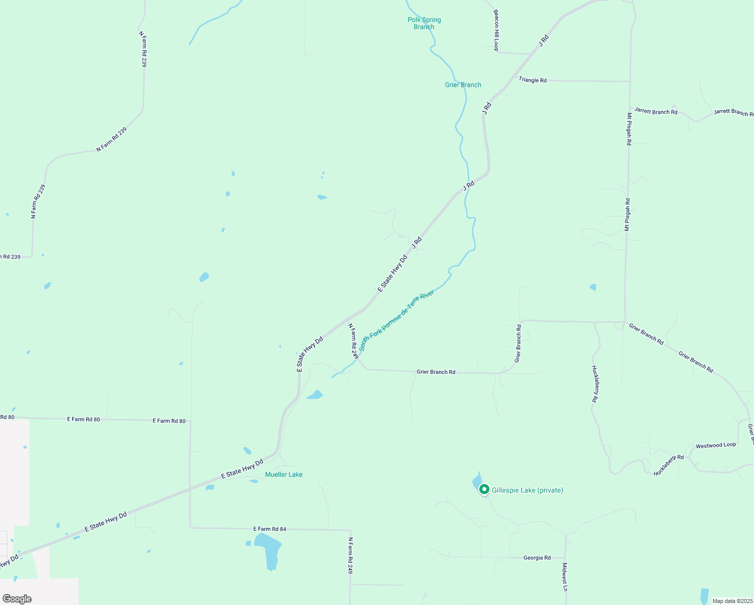 map of restaurants, bars, coffee shops, grocery stores, and more near 9672 East State Highway Dd in Strafford