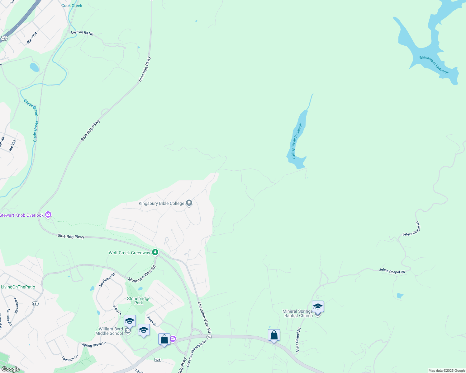 map of restaurants, bars, coffee shops, grocery stores, and more near 4425 Pine Spur Rd in Vinton
