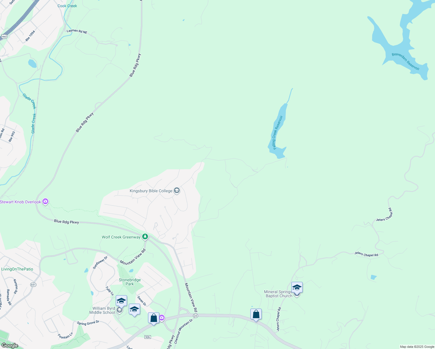 map of restaurants, bars, coffee shops, grocery stores, and more near 4425 Pine Spur Rd in Vinton