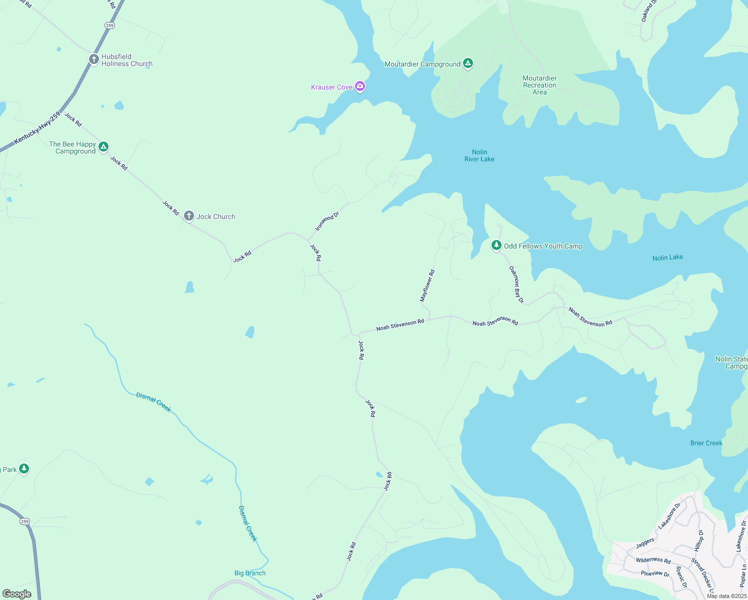 map of restaurants, bars, coffee shops, grocery stores, and more near in Bee Spring