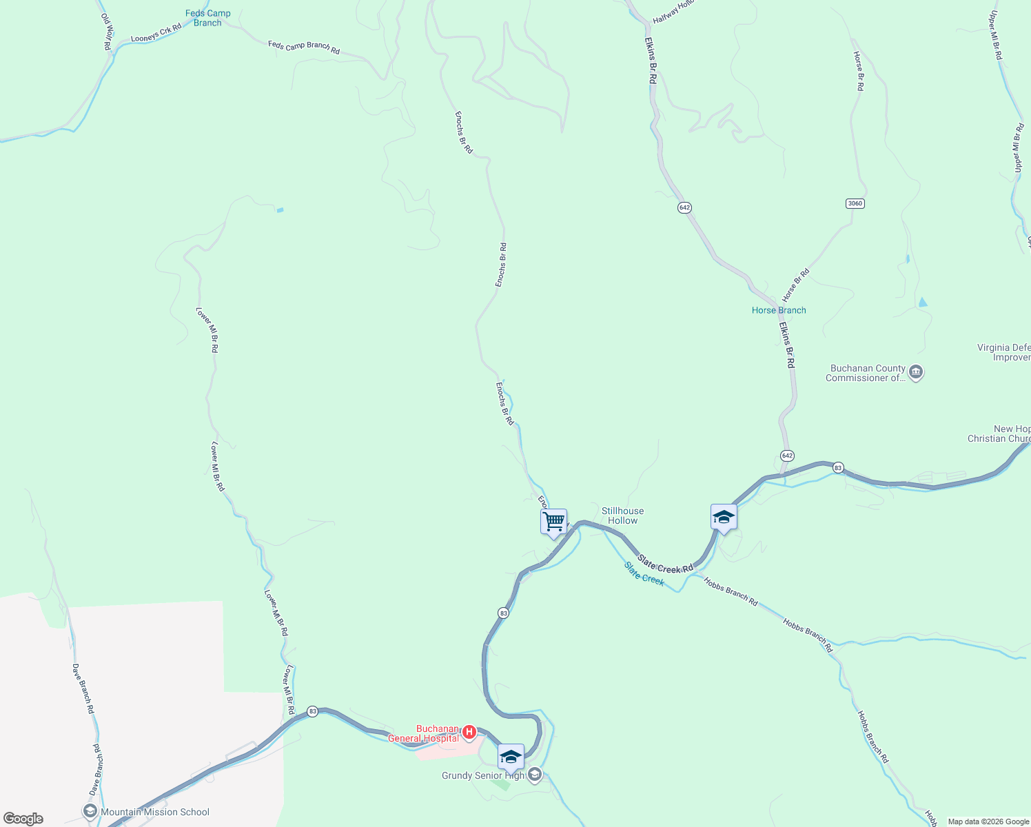 map of restaurants, bars, coffee shops, grocery stores, and more near 2929 Slate Creek Road in Grundy