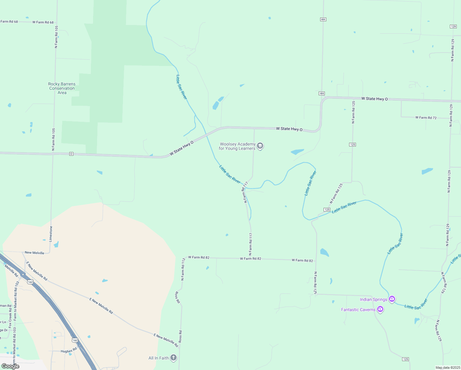 map of restaurants, bars, coffee shops, grocery stores, and more near 5703 North Farm Road 117 in Willard