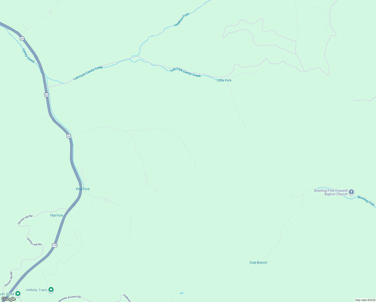map of restaurants, bars, coffee shops, grocery stores, and more near 1189 Rockhouse Road in Pikeville