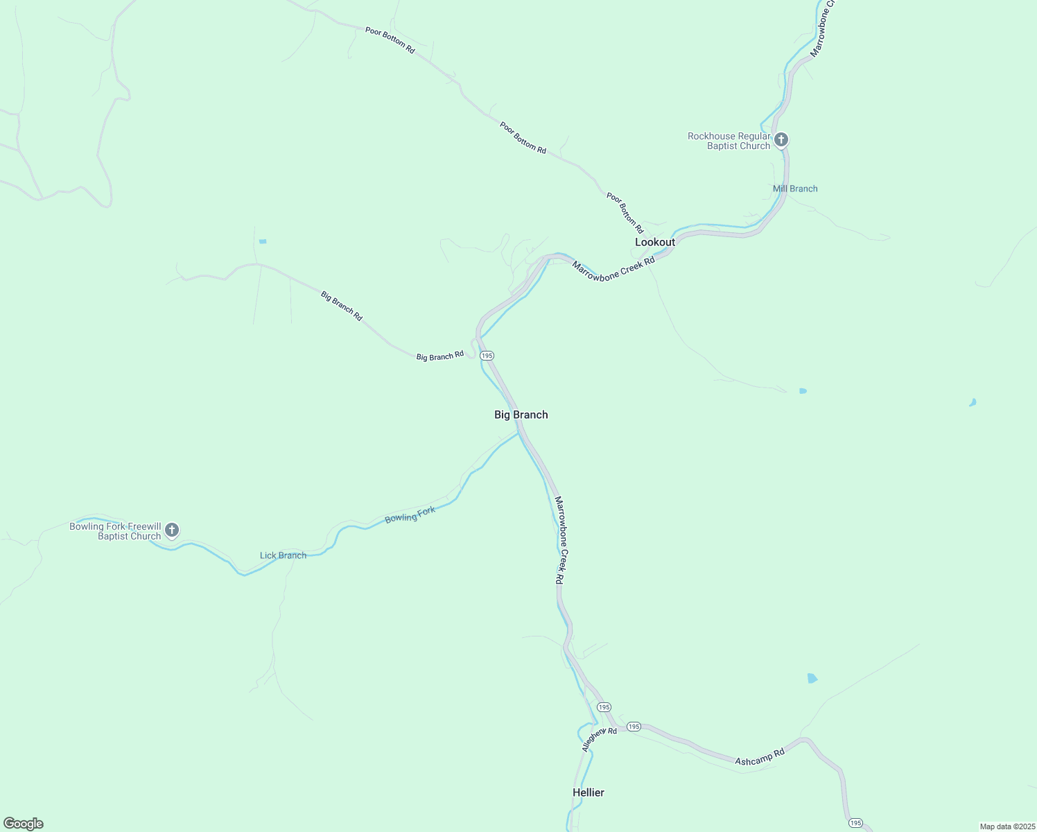 map of restaurants, bars, coffee shops, grocery stores, and more near 6946-7282 Marrowbone Creek Road in Elkhorn City