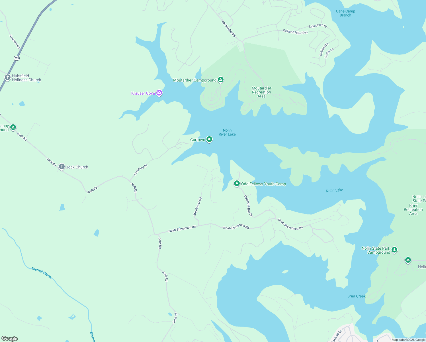 map of restaurants, bars, coffee shops, grocery stores, and more near 132 Cypress Lane in Bee Spring