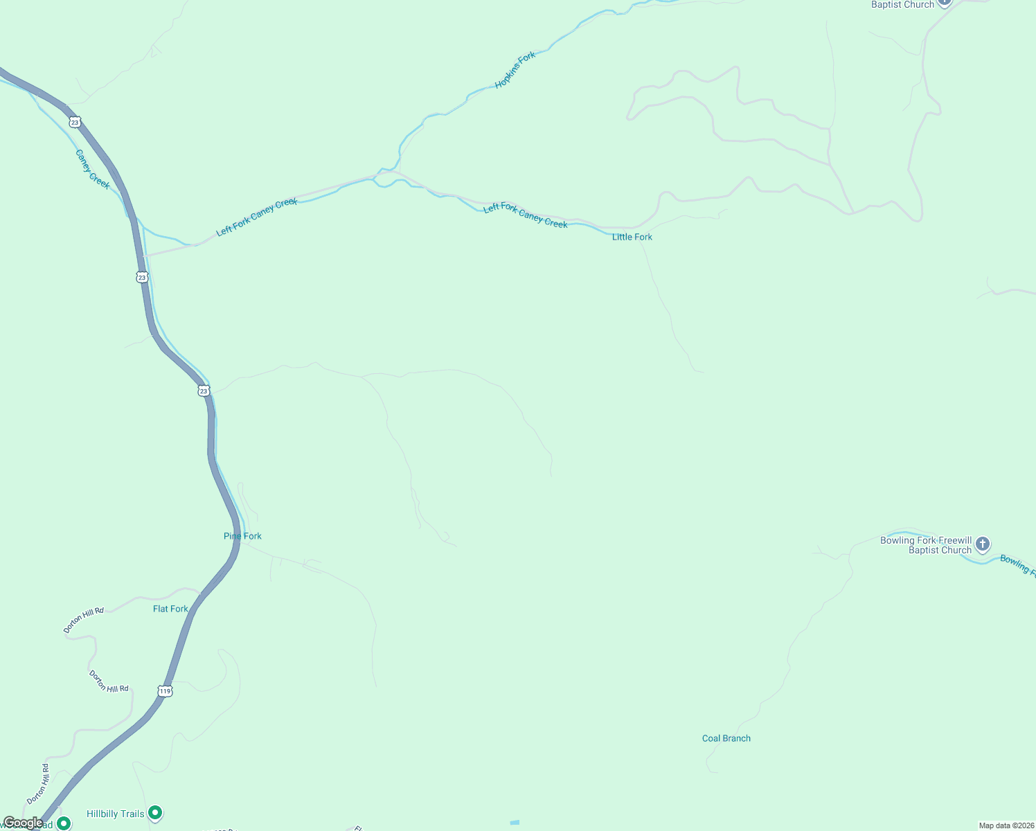 map of restaurants, bars, coffee shops, grocery stores, and more near 1189 Rockhouse Road in Pikeville
