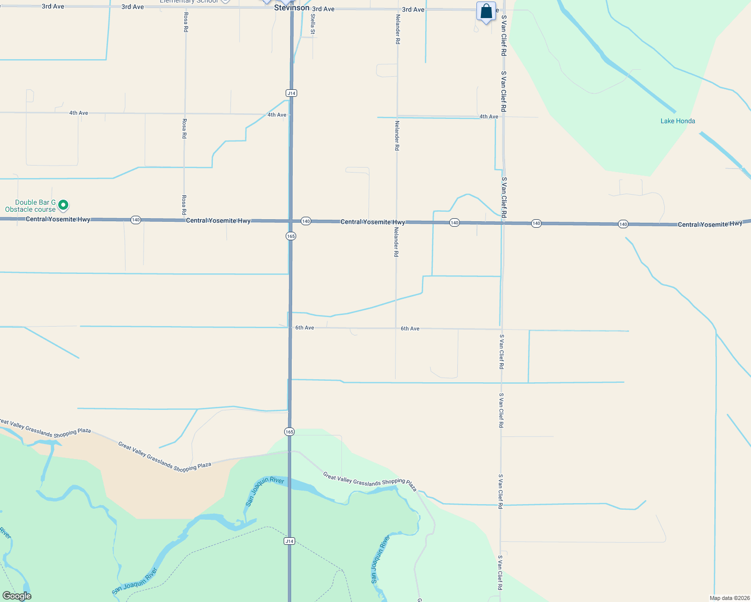 map of restaurants, bars, coffee shops, grocery stores, and more near 19590 6th Avenue in Stevinson