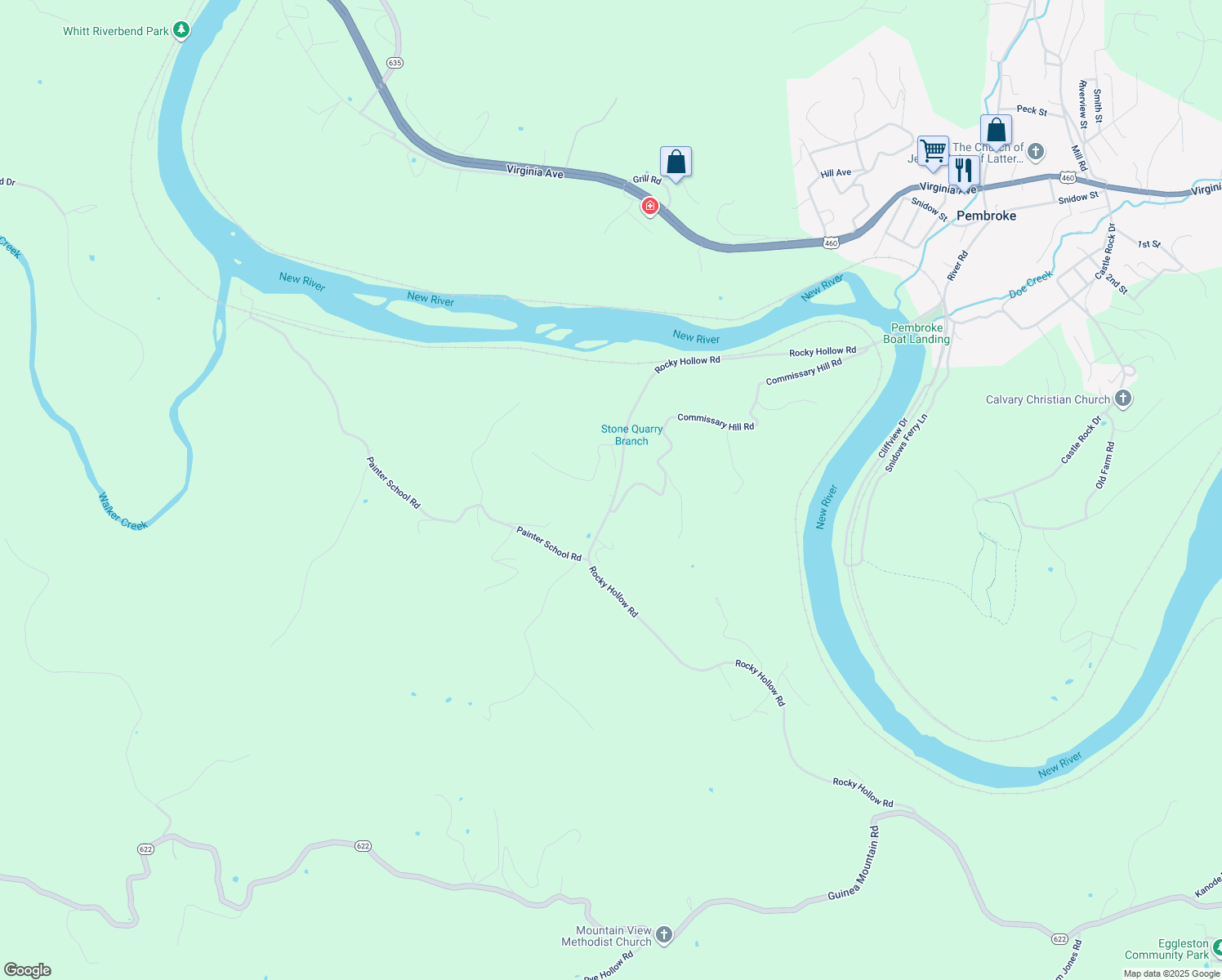 map of restaurants, bars, coffee shops, grocery stores, and more near 783 Rocky Hollow Road in Pembroke