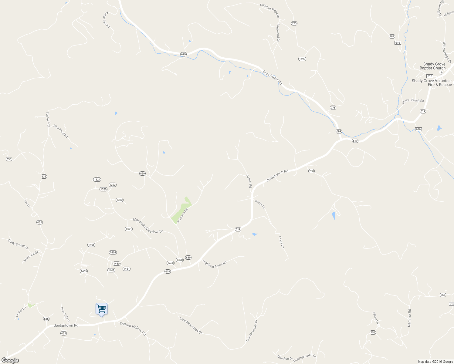 map of restaurants, bars, coffee shops, grocery stores, and more near 201 Forest Ridge Drive in Vinton