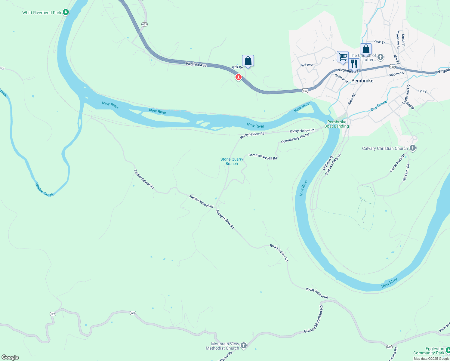 map of restaurants, bars, coffee shops, grocery stores, and more near 783 Rocky Hollow Road in Pembroke