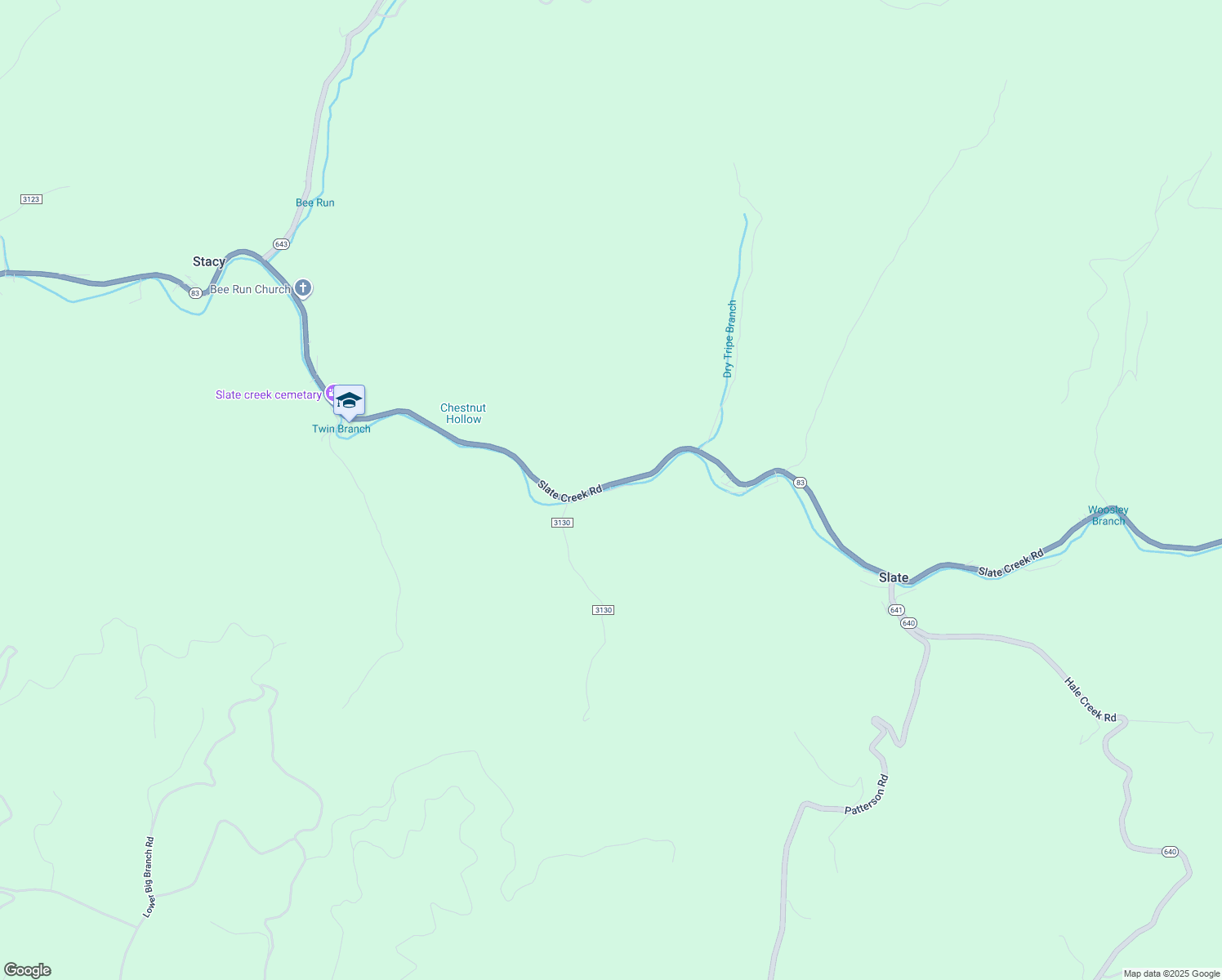 map of restaurants, bars, coffee shops, grocery stores, and more near Anchor Road in Buchanan County