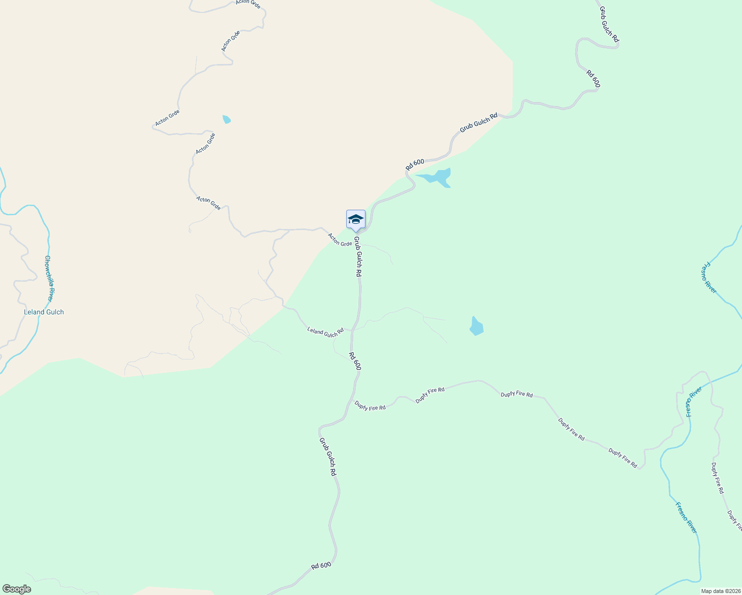 map of restaurants, bars, coffee shops, grocery stores, and more near 38525 Road 600 in Raymond