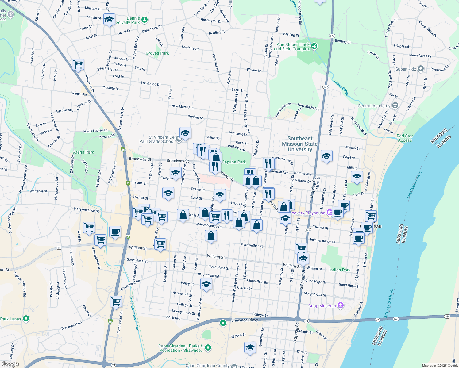 411 North Louisiana Street, Cape Girardeau MO Walk Score