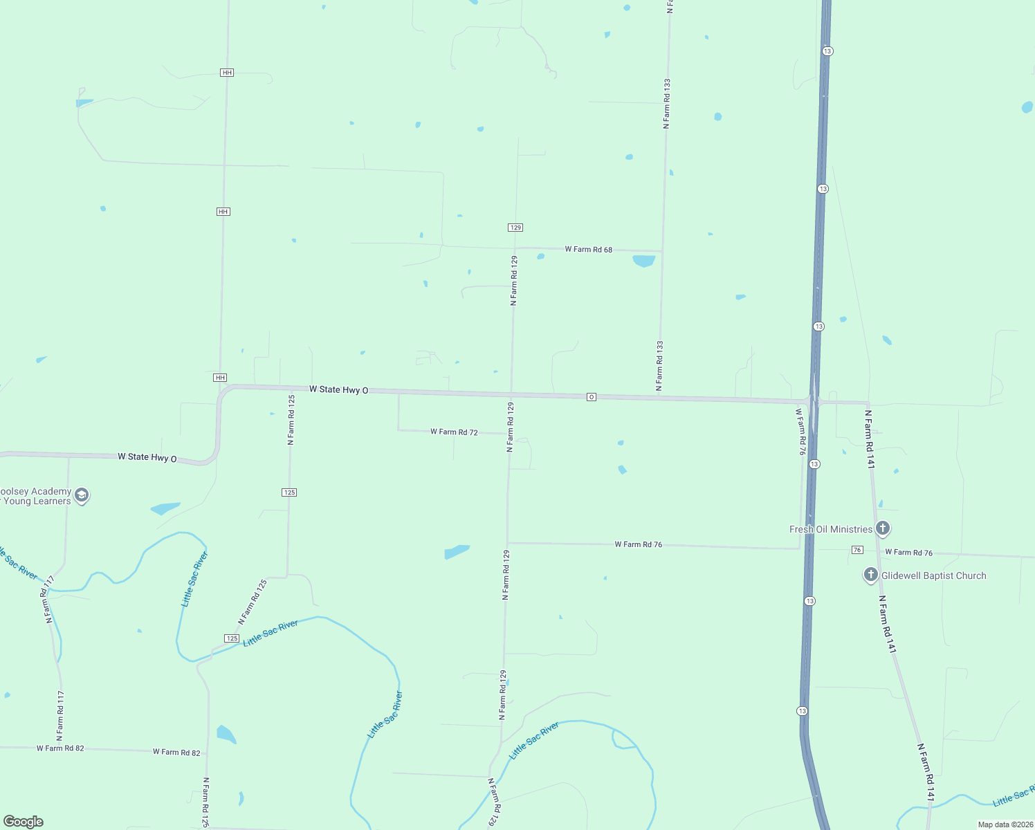 map of restaurants, bars, coffee shops, grocery stores, and more near 6274 North Farm Road 129 in Springfield