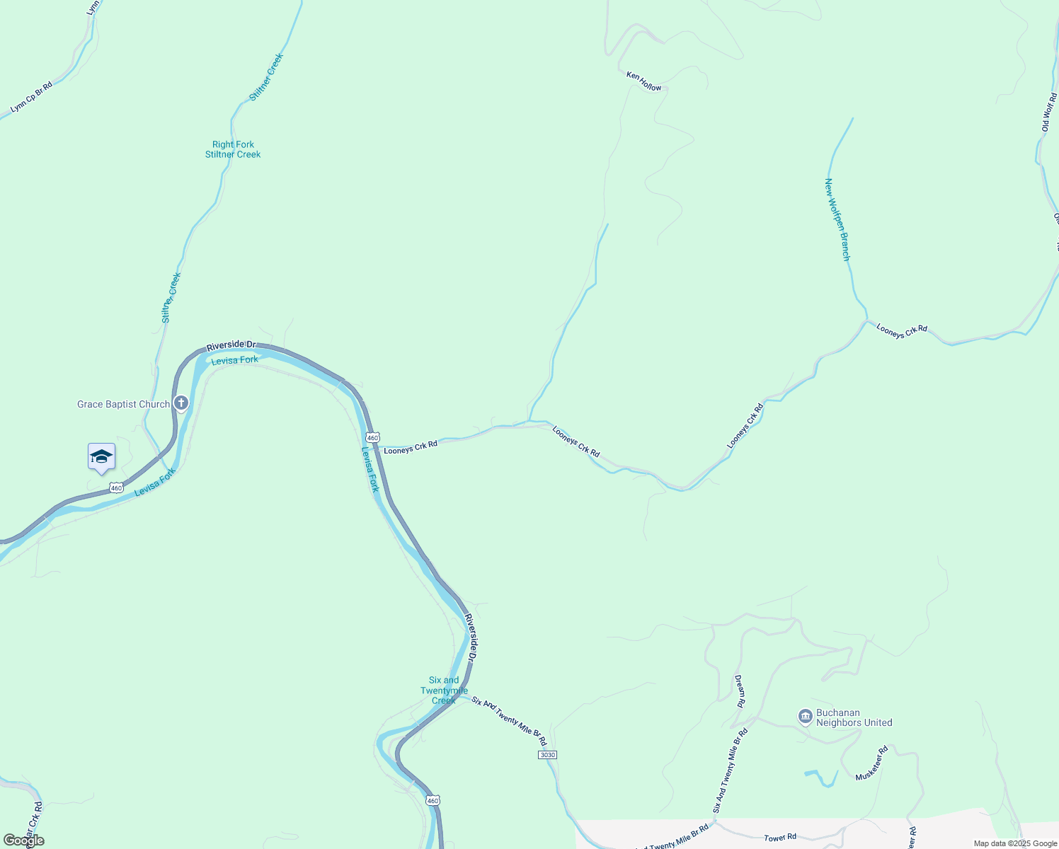 map of restaurants, bars, coffee shops, grocery stores, and more near 1523 Looneys Creek Road in Grundy