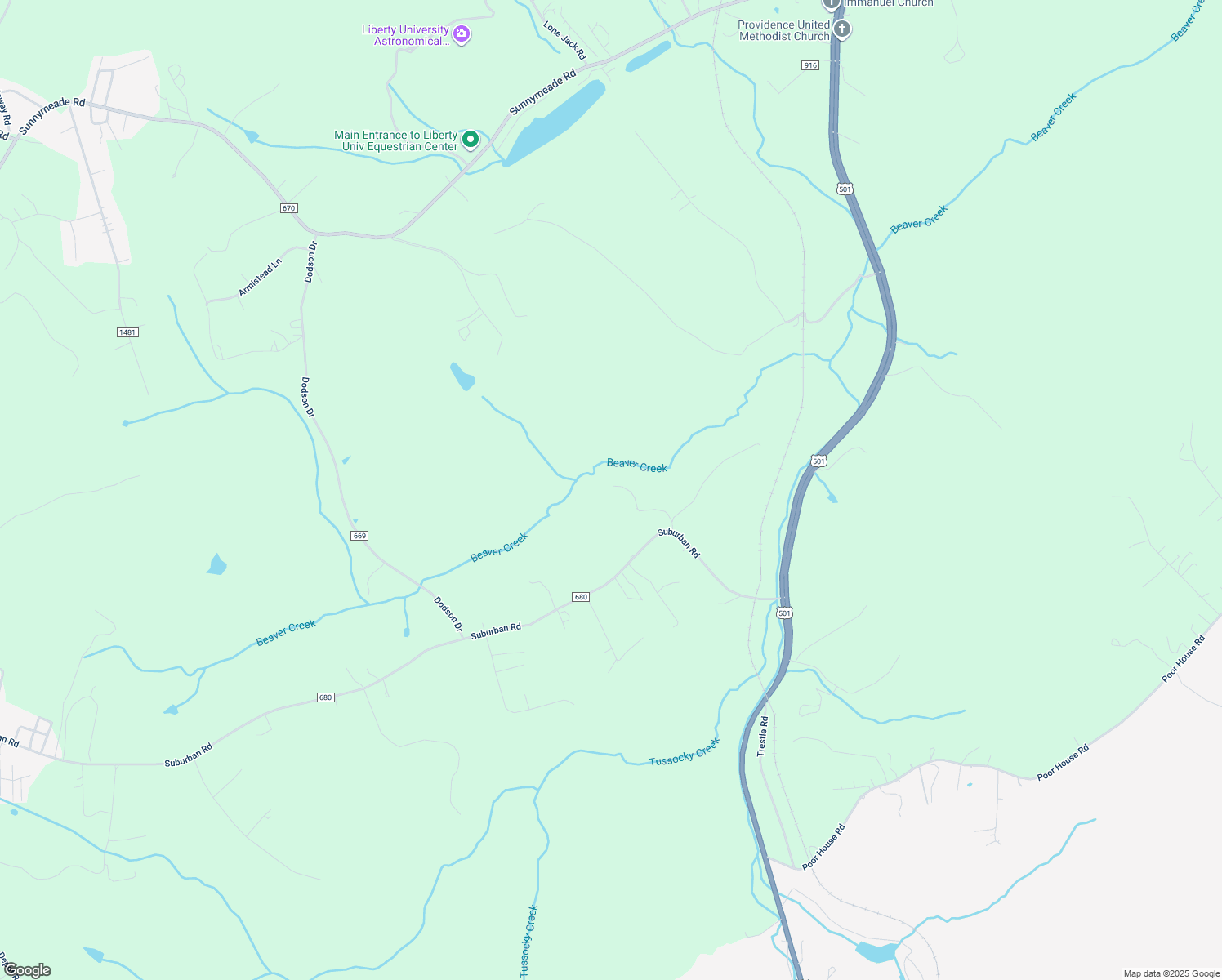 map of restaurants, bars, coffee shops, grocery stores, and more near 120 Foster Lane in Lynchburg