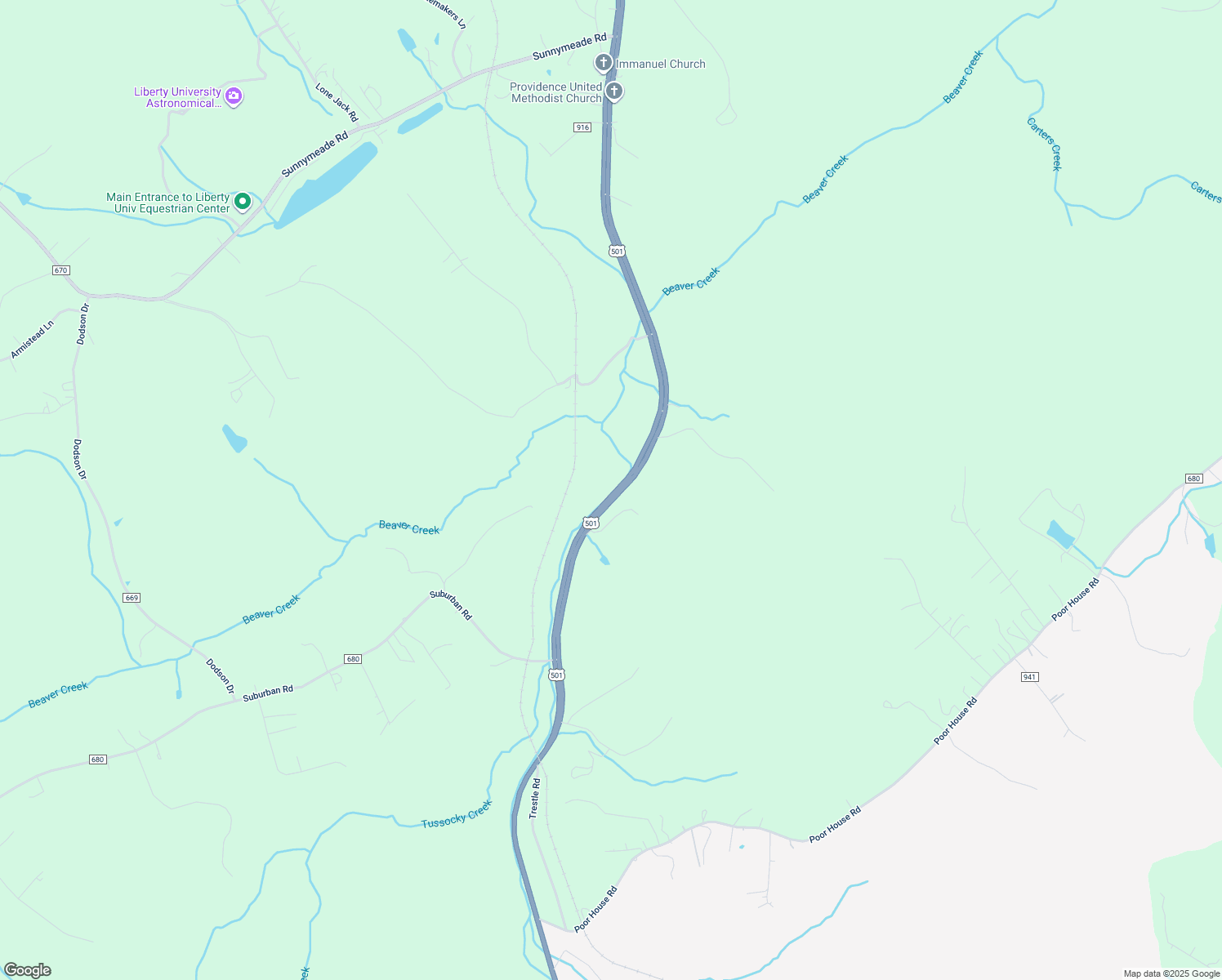 map of restaurants, bars, coffee shops, grocery stores, and more near 2756 Campbell Highway in Lynchburg