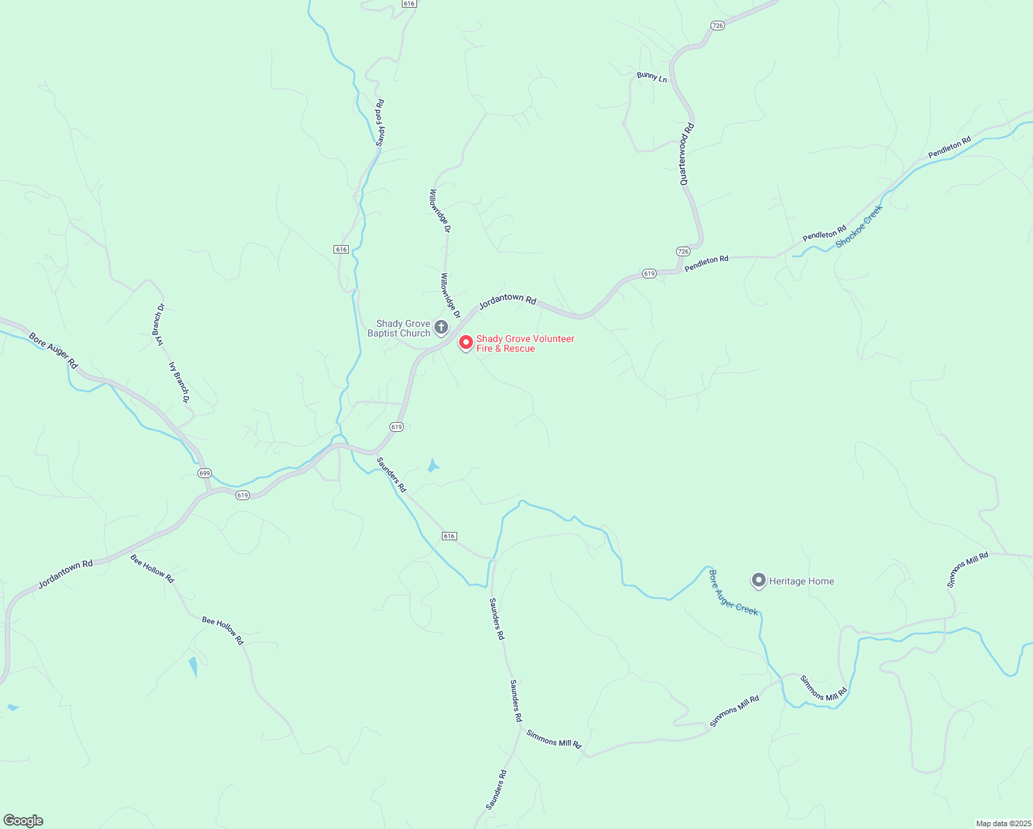 map of restaurants, bars, coffee shops, grocery stores, and more near 103 Shady Circle in Thaxton