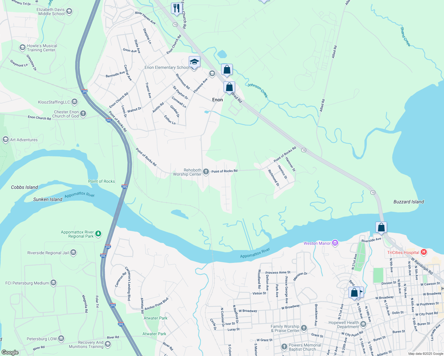 map of restaurants, bars, coffee shops, grocery stores, and more near 15404 Maranatha Avenue in Chester