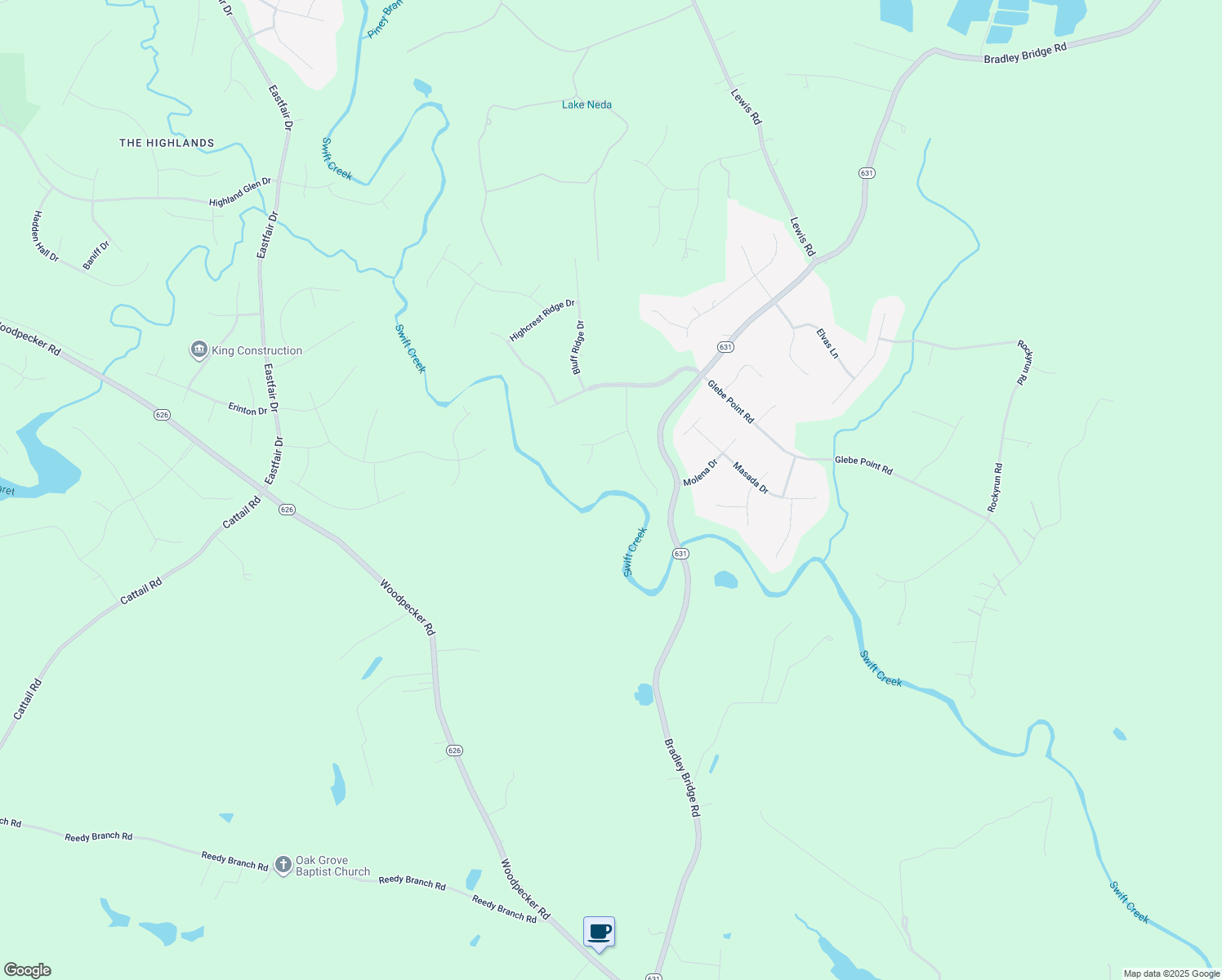 map of restaurants, bars, coffee shops, grocery stores, and more near 14206 Amstel Bluff Terrace in Chesterfield