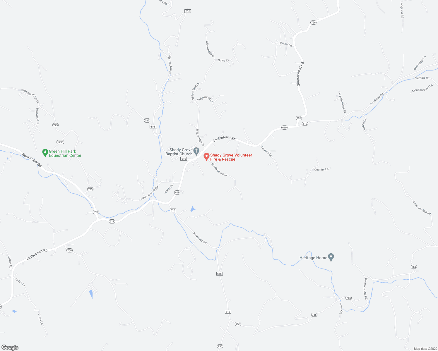 map of restaurants, bars, coffee shops, grocery stores, and more near 113 Shady Grove Drive in Thaxton