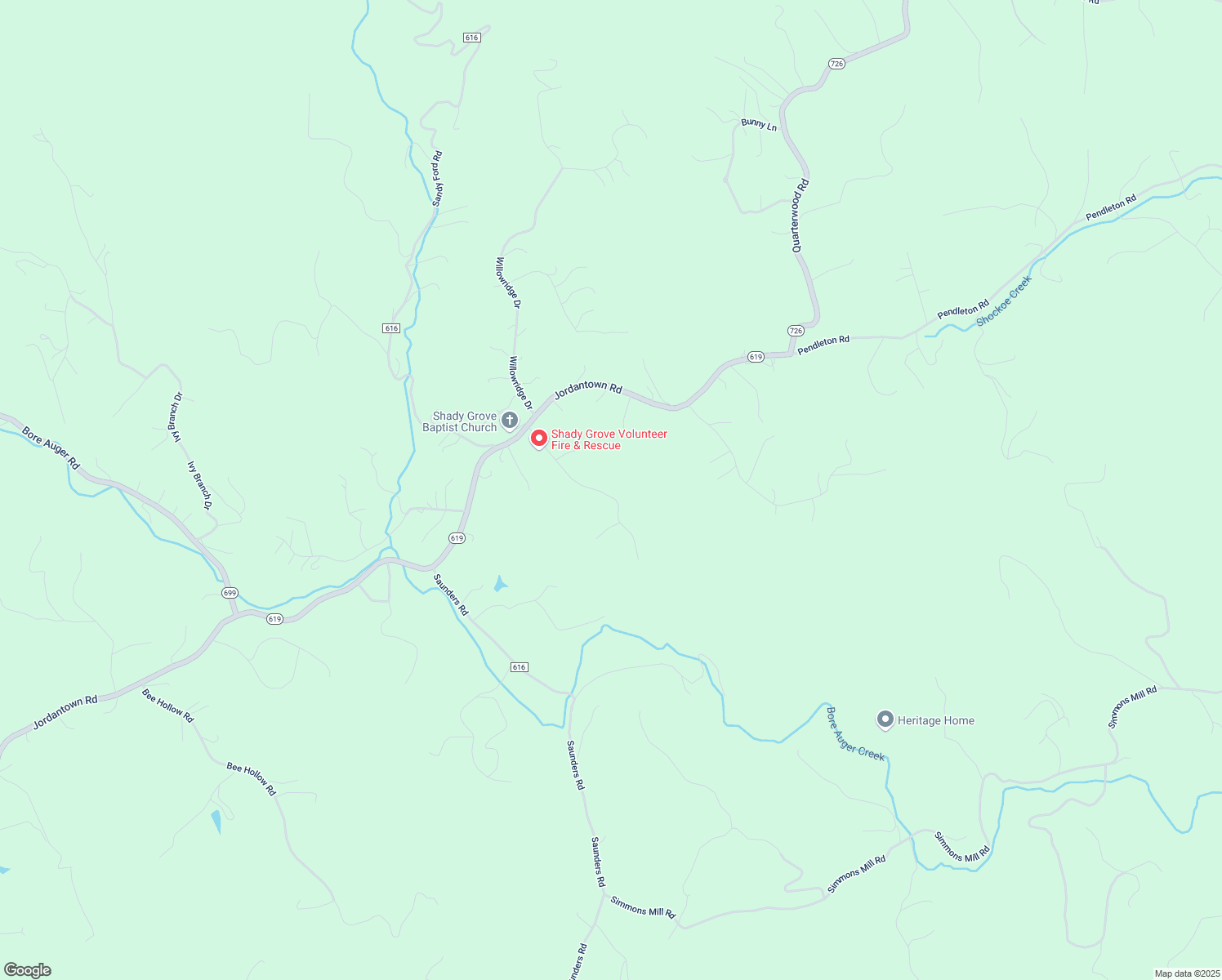 map of restaurants, bars, coffee shops, grocery stores, and more near 118 Shady Grove Drive in Thaxton