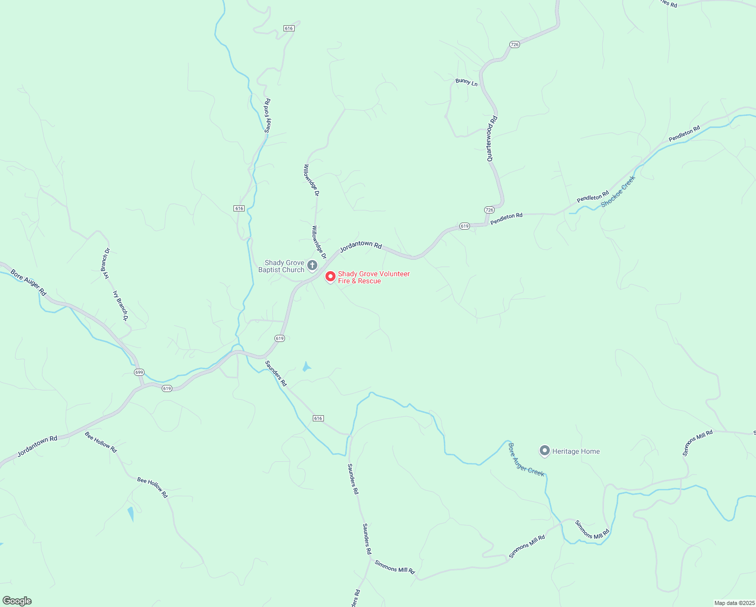 map of restaurants, bars, coffee shops, grocery stores, and more near 118 Shady Grove Drive in Thaxton