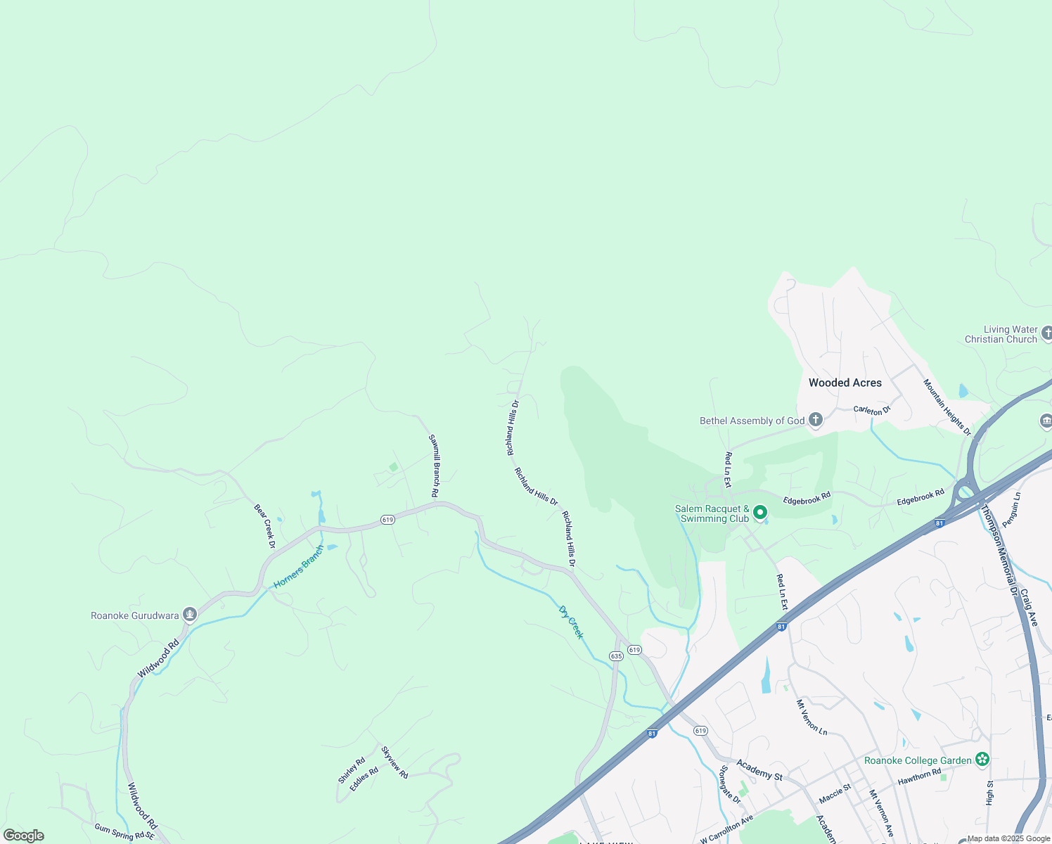 map of restaurants, bars, coffee shops, grocery stores, and more near 1773 Richland Hills Drive in Salem