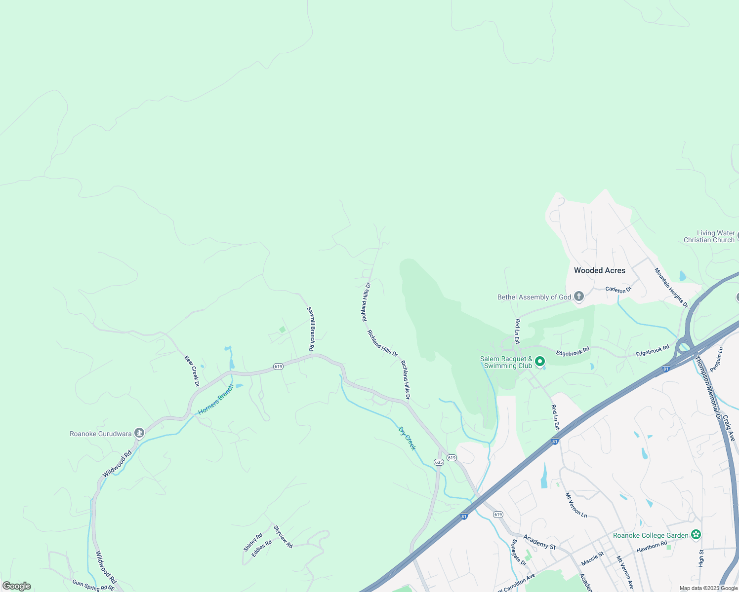 map of restaurants, bars, coffee shops, grocery stores, and more near 1773 Richland Hills Drive in Salem