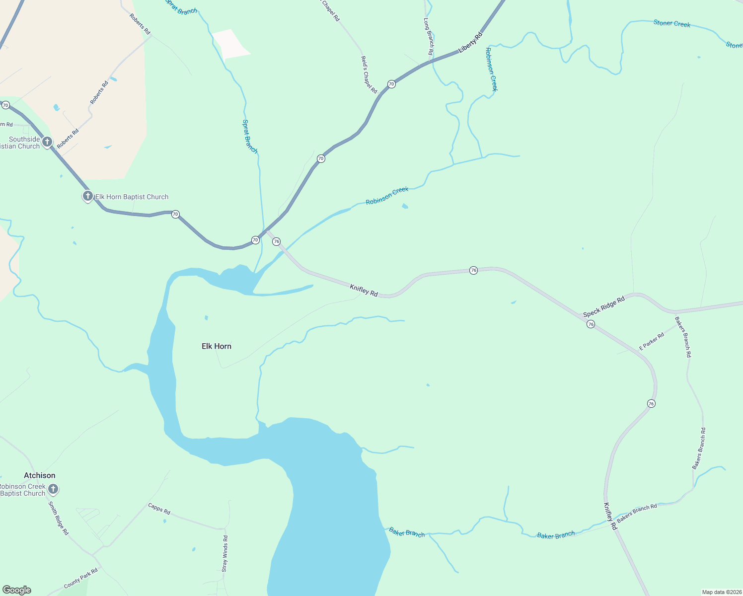 map of restaurants, bars, coffee shops, grocery stores, and more near 600 Knifley Road in Elk Horn