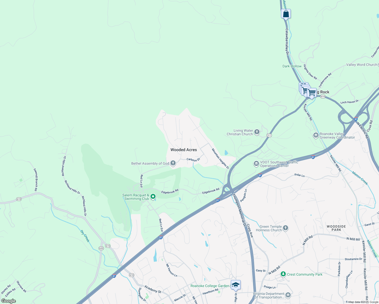 map of restaurants, bars, coffee shops, grocery stores, and more near 1825 North Road in Salem