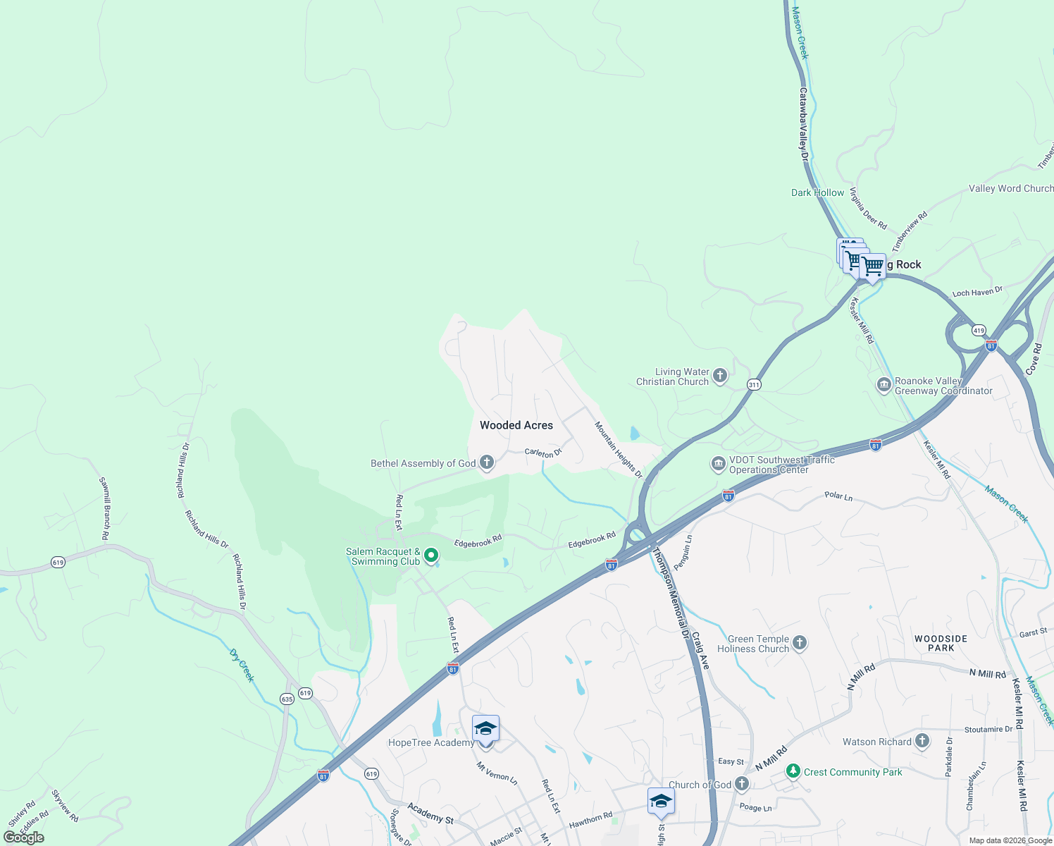 map of restaurants, bars, coffee shops, grocery stores, and more near 1817 N Rd in Salem