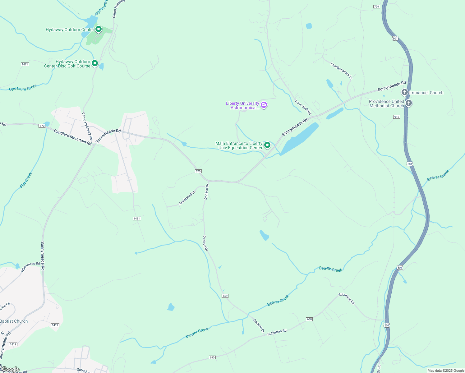 map of restaurants, bars, coffee shops, grocery stores, and more near 745 Mabel Lane in Rustburg