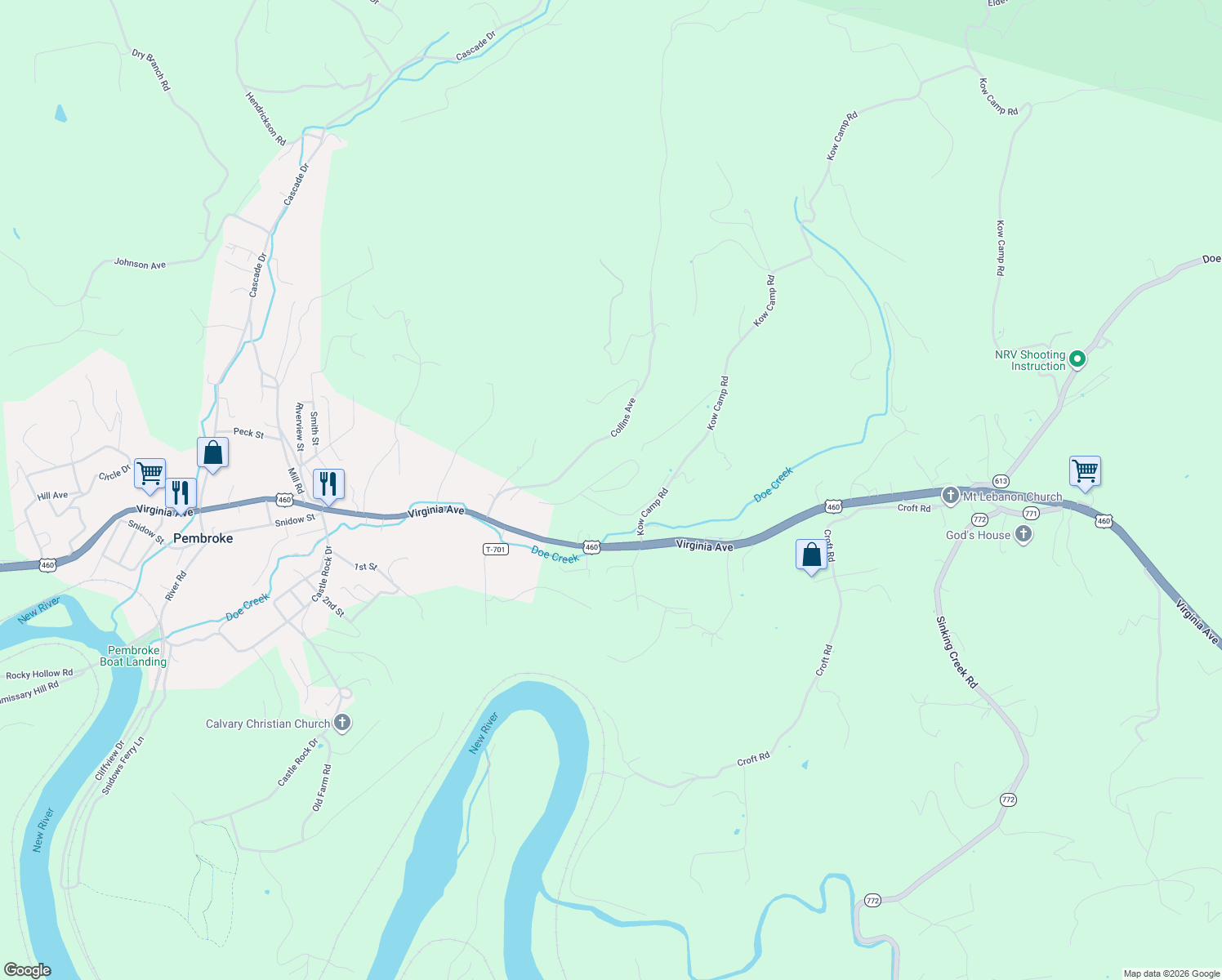 map of restaurants, bars, coffee shops, grocery stores, and more near Prairie View Lane in Pembroke